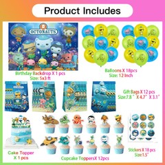 Octonauts Party Decorations Set Balloons Cake Toppers Banner Birthday Gift Kids