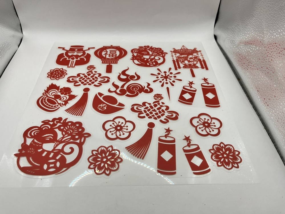 Chinese New Year Wall Decorations Red Bright 3 Sheets Party Decorating NEW