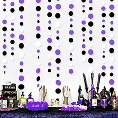 46Ft Circle Dots Garlands Black Purple and White Polka Dot Hanging Purple Black