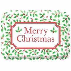 amscan Christmas Holly Green Plastic Rectangle Box | Party Favor