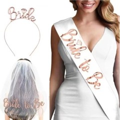 Bachelorette Party Decorations Bride To Be Sash Veil Tiara Temporary Tattoo Set