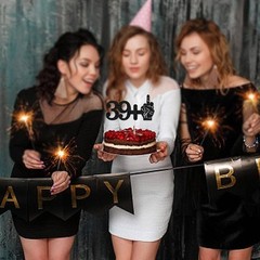 1Pc 39+1 Black Glitter Cake Topper 40th Birthday Party Cake Decorations for F…