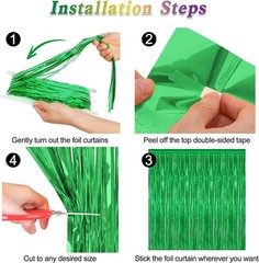 2 Pack Green Tinsel Backdrop 3.28×7.05 FT for St Patricks Day Party