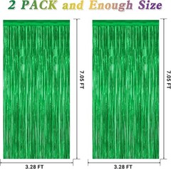 2 Pack Green Tinsel Backdrop 3.28×7.05FT St Patricks Day Decor
