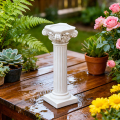 Roman Column Pedestal Vintage Resin Figurine Roman Pillar Column Decor for Home