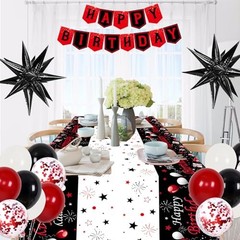 Red Birthday Decorations for Men Women Boys Girls, 75 PCS Red and Black Party