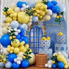 ALL-IN-1 Blue and Yellow Lemon Balloon Arch Kit with BONUS Leaves – Lemon Bal…