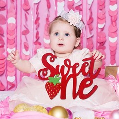 Berry First Birthday Decor Sweet One Wooden Sign Strawberry Table Centerpiece