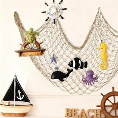 Decorative Fishing Net 2 Pack 80×40 Inch Large Caramel Fish Net Decor for Wall