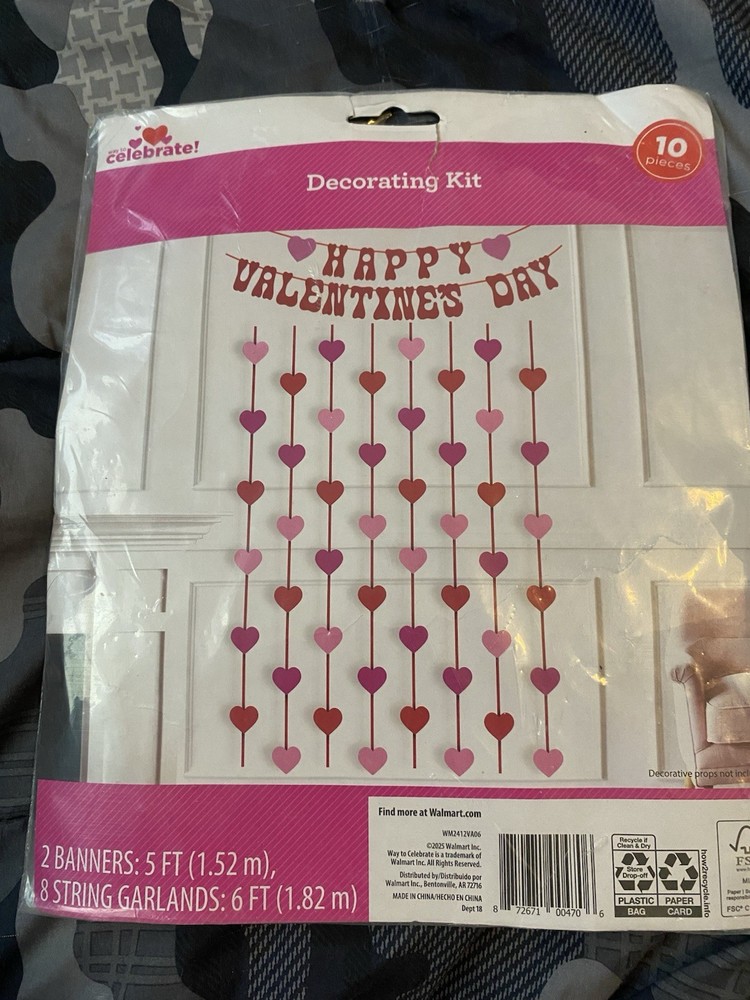 Way To Celebrate Valentines Day Decorating Kit 10 Pieces