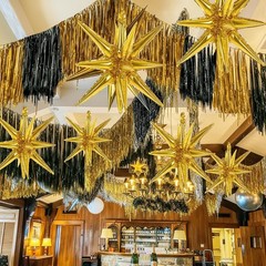 40 Pcs Black Gold Metallic Tinsel Star Balloon Set, 1920’s Theme Party Decora…