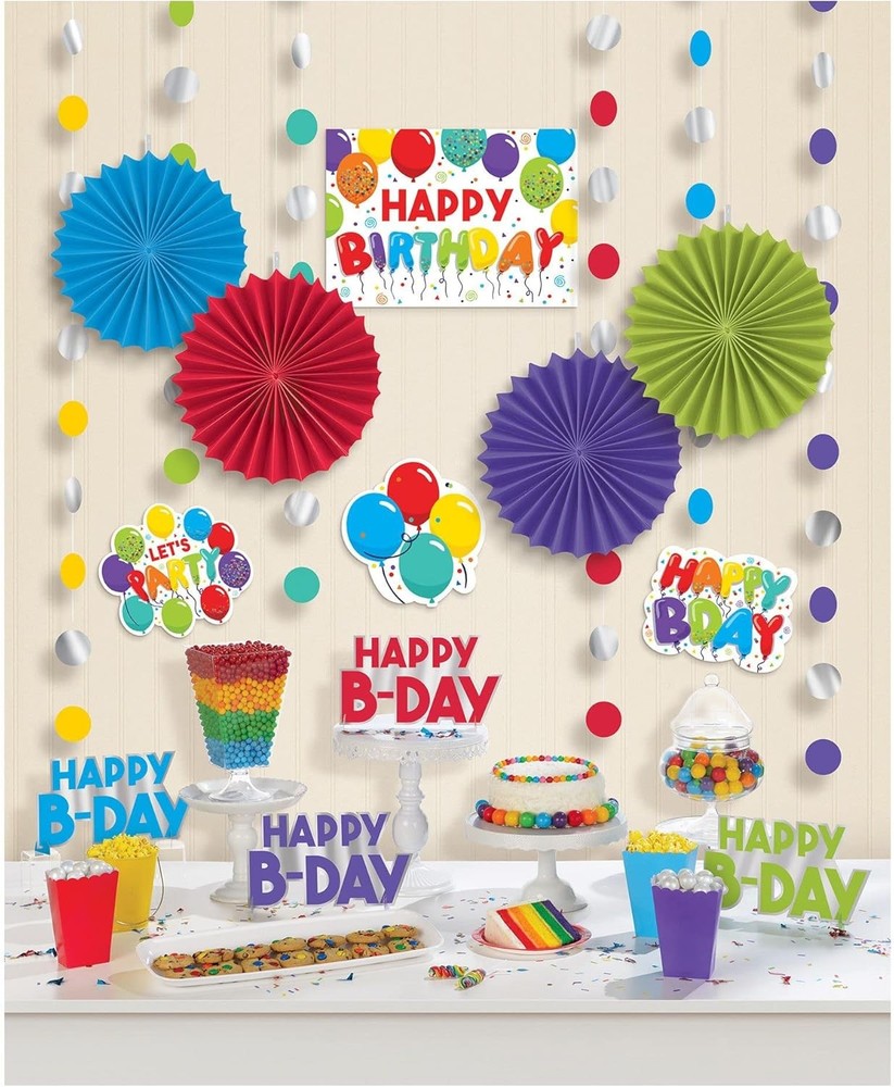 Birthday Celebration Balloon Bright Color Party Hanging Room Decorating Kit