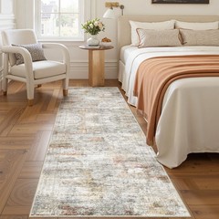 Restydon Kitchen Runner Rug Non Slip – 2.5 x 8 2’6″ x 8′ (Runner), Grey/Rust