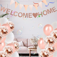 15 Pcs Welcome Home Banner Kit: Rose Gold Glitter Welcome Back Balloon Banner De