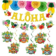 Luau Party Decorations Party Supplies with Aloha 15 Pcs Hawaiian Tropical