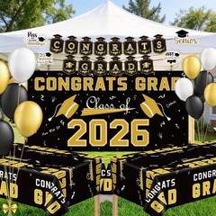 Graduation Decorations 2026 2027 – Black Gold Congrats Grad