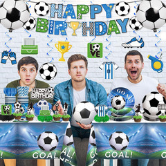 179Pcs Soccer Birthday Party Decorations Complete Party Tableware Set, for 25 Gu