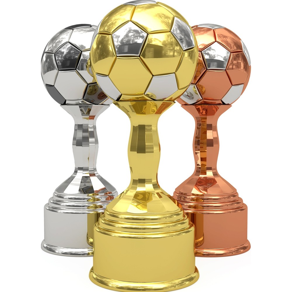 SP13467 Gold Silver Bronze World Soccer Cup Trophy Set Cardboard Cutout Standee
