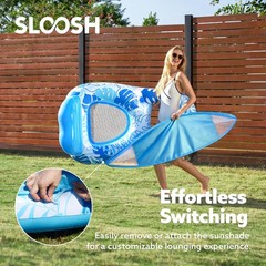 Inflatable Pool Floats Lounger with Canopy for Adult – Pool Lounge Float with…