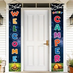 Camping Door Banner Decorations for Kids Adult Happy Camper Porch Sign Welcom…