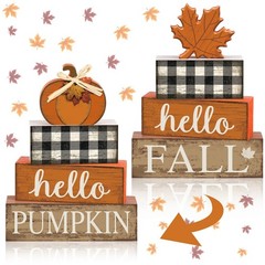 5 Pcs Fall Table Decor Reversible Maple Leaves & Pumpkin Centerpiece