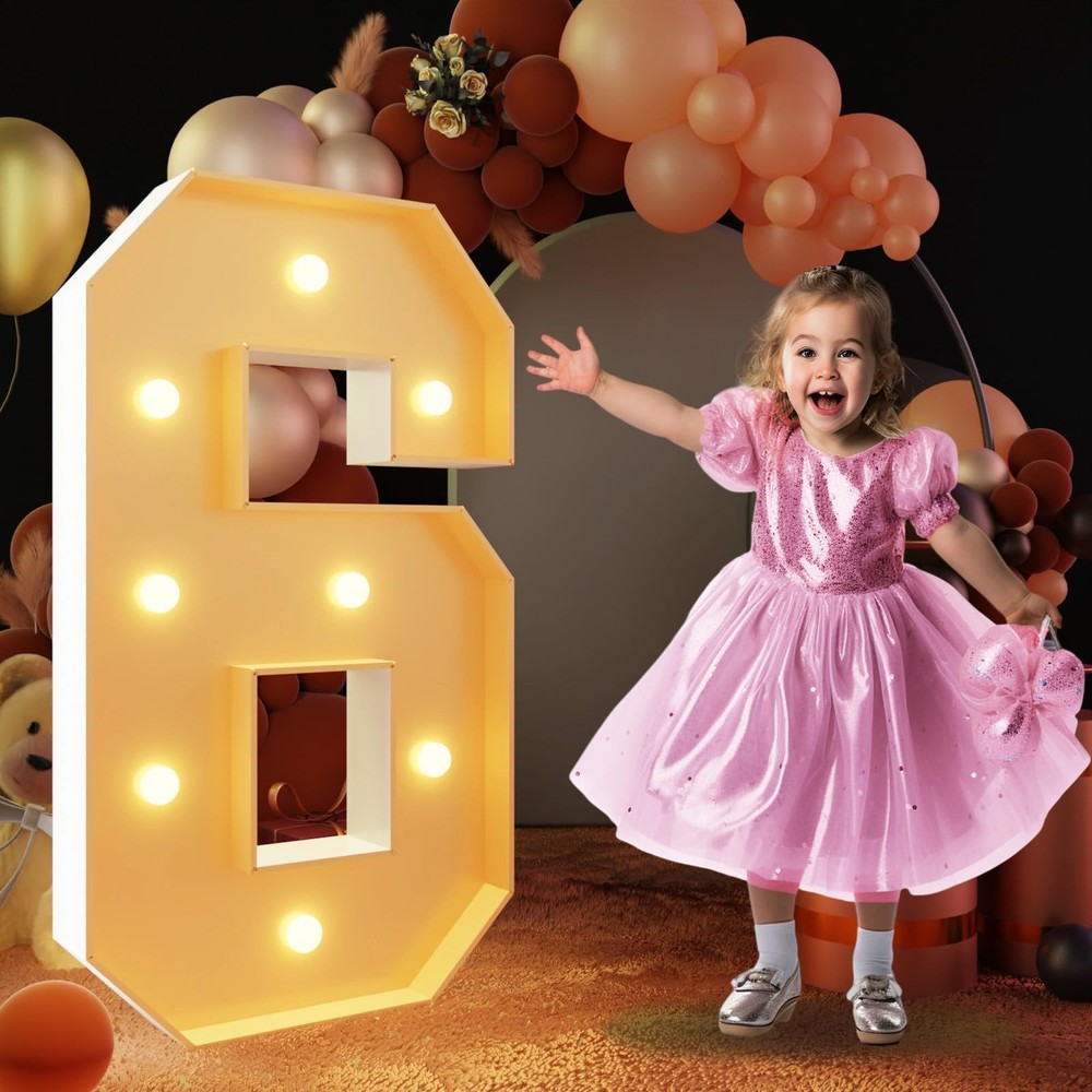 3FT Light Up Numbers Marquee Numbers 6 for 60th Birthday Decorations Annivers…