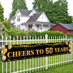 50Th Birthday Decorations for Men & Women – 10Ft «Cheers to 50 Years» Black & Go