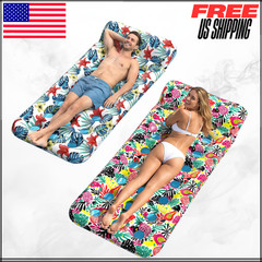 Pool Floats Inflatable Loungers Swimming Rafts Oversized Adults Headrest 2PK
