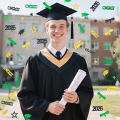 Green Black Gold Graduation Confetti Table Centerpiece Class Of 2026 Decor