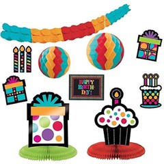 Party On Black Modern Stripes Polka Dot Birthday Party Room Decorating Kit