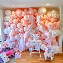 Coquette Birthday Decorations, 149 Pcs Pink and White Bow Balloon Garland Arch K