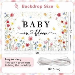 Wildflower Baby in Bloom Backdrop Banner Shower Decorations Pink Yellow