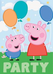 PEPPA PIG HAPPY BIRTHDAY party supplies INVITATIONS 8 w/envelopes kids invites