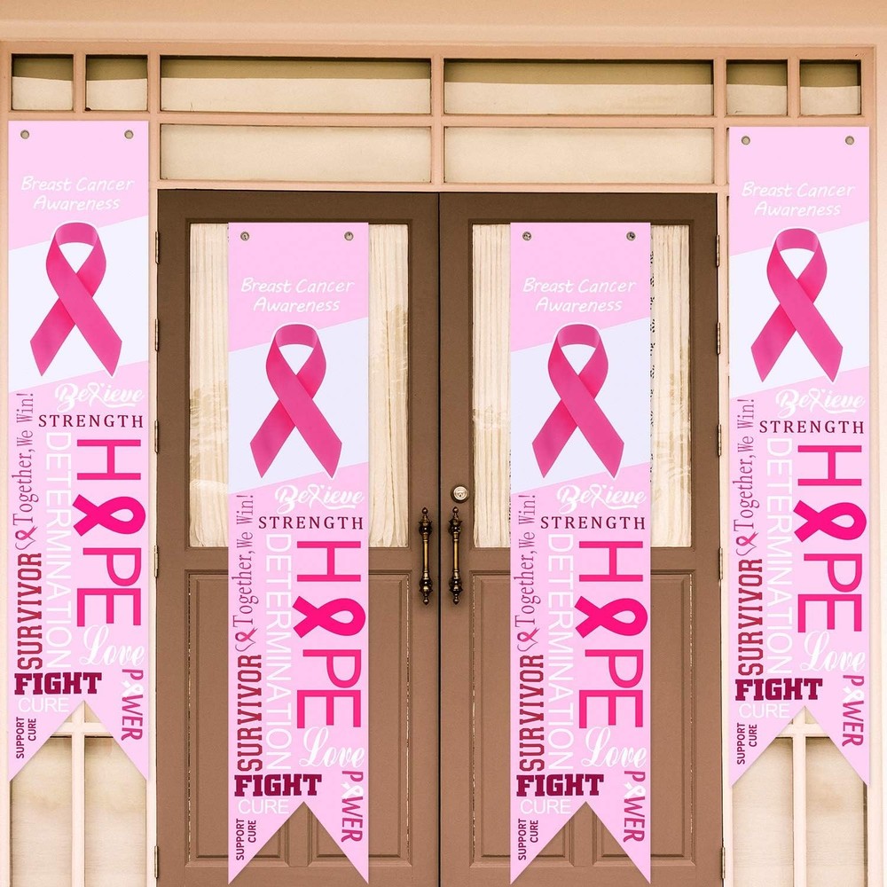 4 Pieces Breast Cancer Banner Breast Cancer Awareness Accessories Decorations Po