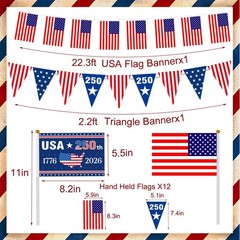 250th Anniversary Decorations 250 Anniversary USA Flags Including 12 Small Am…