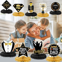 Father’S Day Decorations Honeycomb Centerpieces, Black and Gold Happy Father’S D