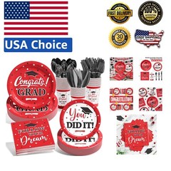 Eco-Friendly 175PCS Graduation Tableware—Disposable & Effortless Clean-Up