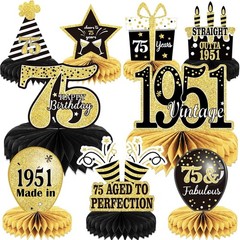 9PCS 75th Birthday decorations 75th birthday Cente