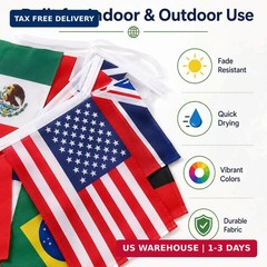 48 Countries String Flag 57FT World Flag Bunting Banner, International Pennant f