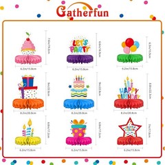 Happy Birthday Decorations Set – Colorful Themed Honeycomb Centerpiece, Table…