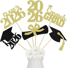 Stylish 24-Piece Gold Glitter Table Centerpieces for Graduation Parties 2026