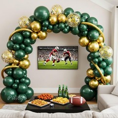 Double Dark Green and Gold Balloon Garland Arch Kit – Emerald Green Metallic …