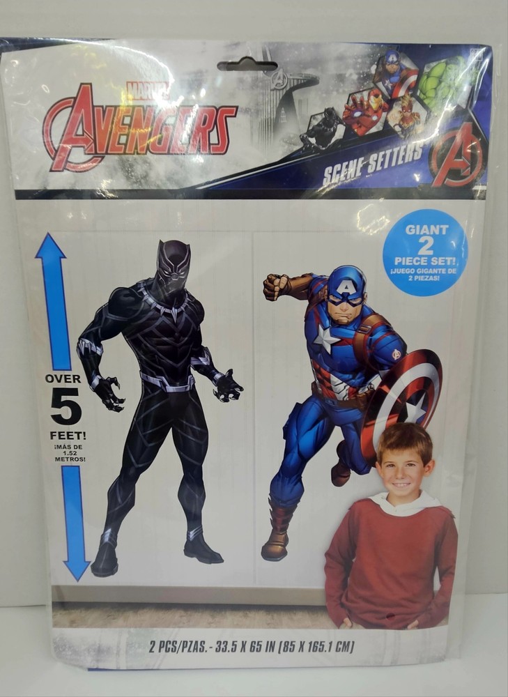 Marvel Avengers Scene Setters 2-Piece Wall Decor Black Panther Captain America