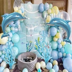 2 PCS Large Dolphin Balloons 46 Inch Ocean Animal Foil Mylar Party Decorations