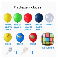 Building Blocks Balloon Garland Arch Kit (Multi Bold Colors) 143 Pieces