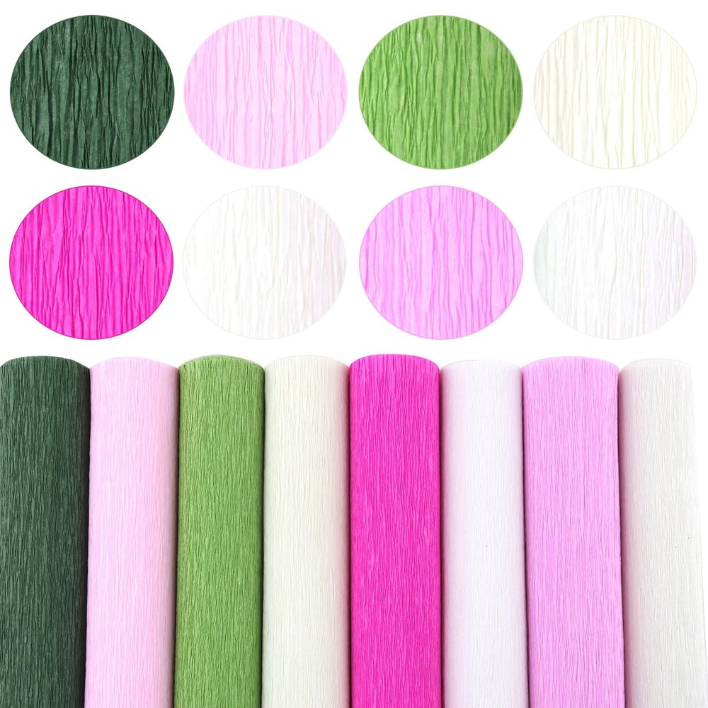 8Colors Crepe Paper Rolls,10 X 98 Crepe Paper Flower DIY Kits,20Pcs Green Flo…