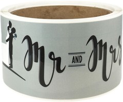 Mr. and Mrs. Silhouette Water Bottle Labels | 2″ x 8″ Inch | 50 Pack