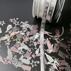 Happy Birthday Confetti Rose Gold Silver Metal Foil Colorful Sequins Table