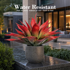 Ttranewsoo Artificial Agave Plants,Large UV Resistant Fake Planters Red
