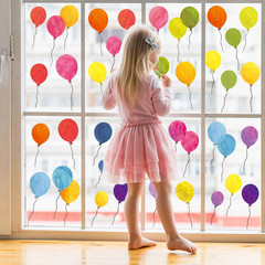 9 Sheet Colorful Balloons Window Clings Stickers Watercolor Balloons Double-Side
